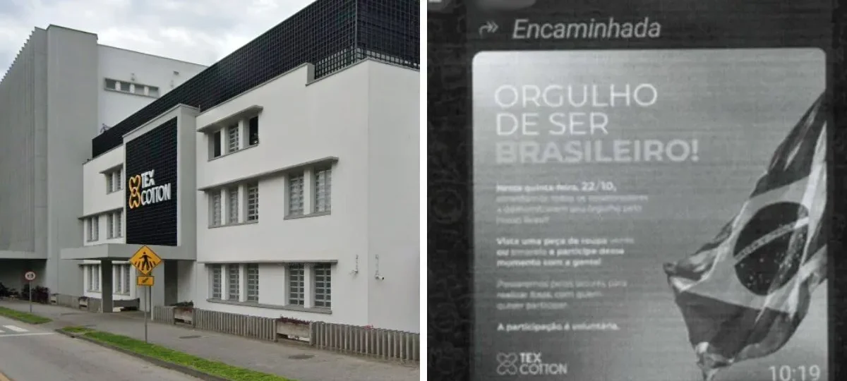 Empresa têxtil em SC é acusada de assédio eleitoral por convocar funcionários a usarem verde e amarelo